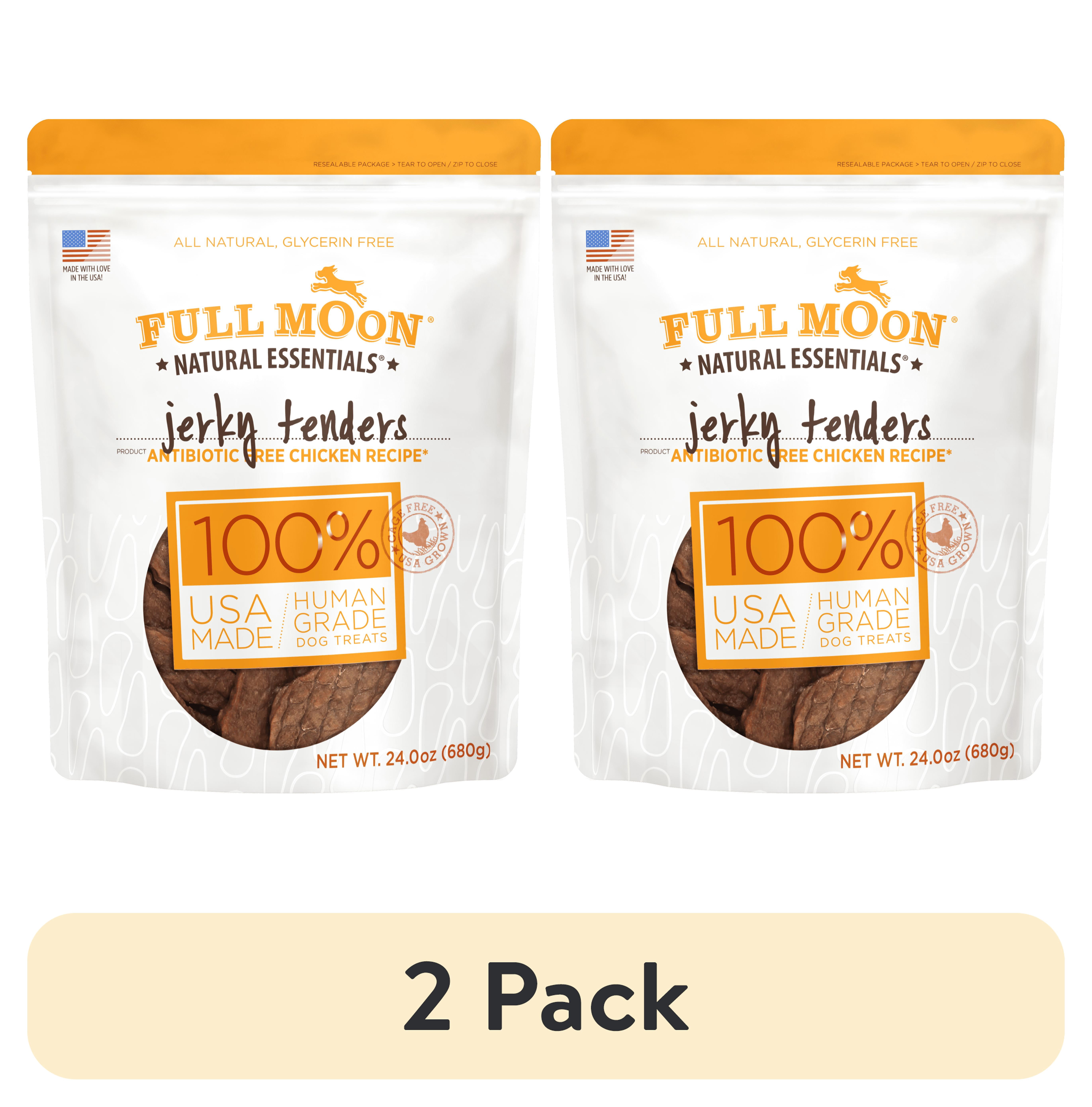 (2 pack) Full Moon All Natural Human Grade Dog Treats, Essential Chicken Jerky Tenders, 24 Ounce