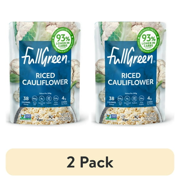 (2 pack) Fullgreen Riced Cauliflower 7.05 oz Shelf Stable Pouch