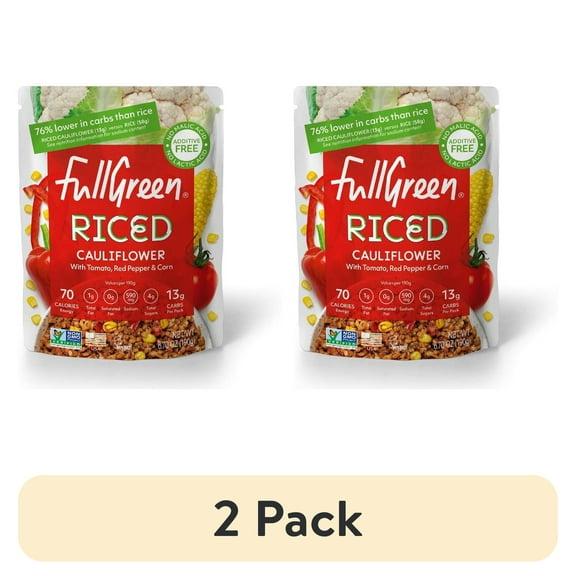 (2 pack) Fullgreen Riced Cauliflower with Tomatoes, Red Pepper & Corn