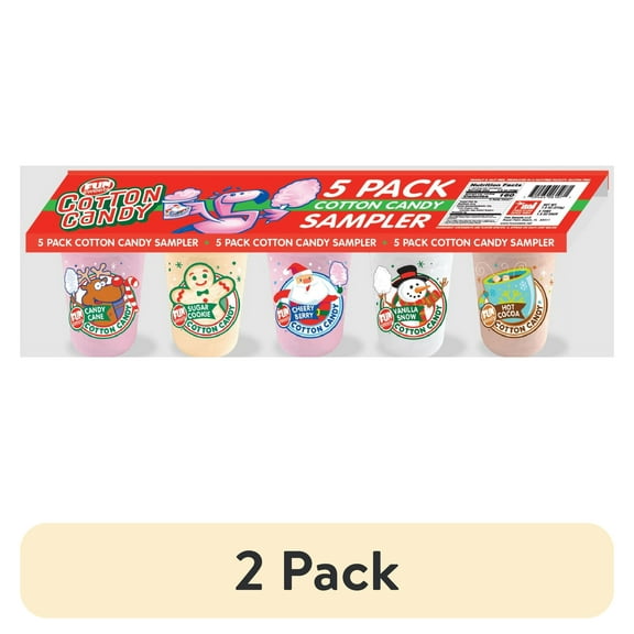 (2 pack) Fun Sweets brand 5 pack Christmas Cotton Candy Sampler. -- Peanut & Gluten Free.