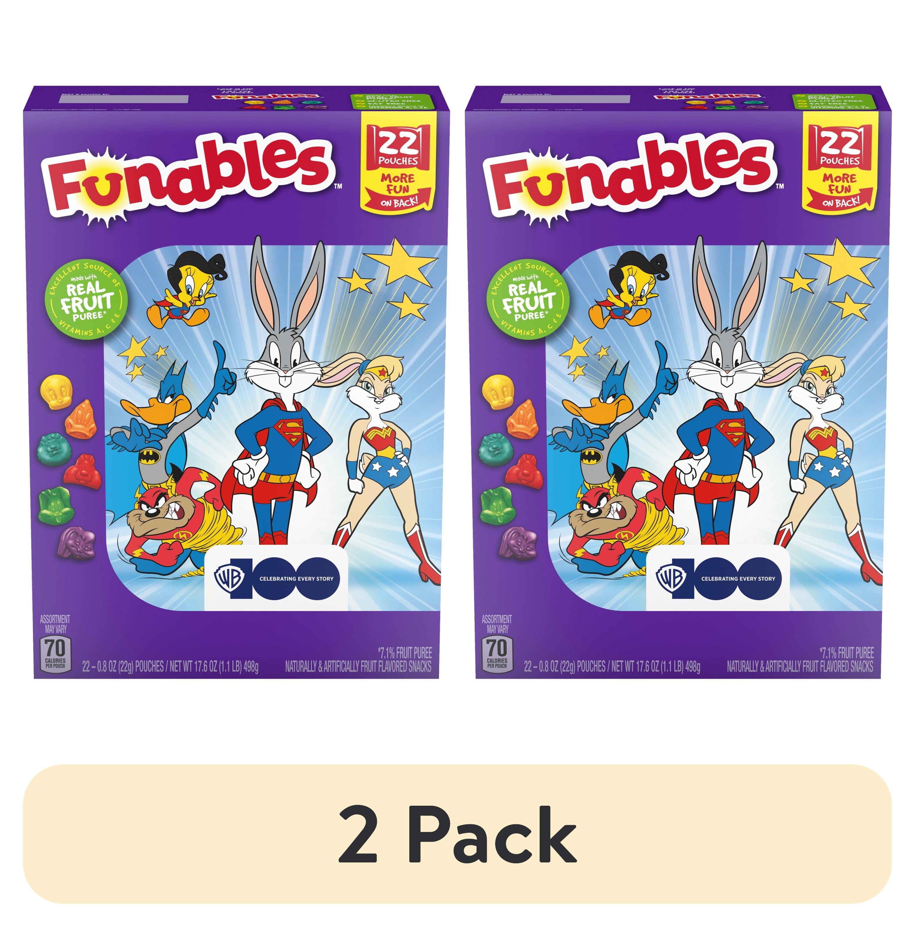 2 pack) Funables Fruit Flavored Snacks, Looney Tunes, 0.8 oz