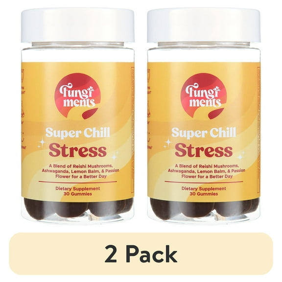 (2 pack) Fungiments Super Chill - Sleep&Relax, Healthy Cortisol, Reishi, Ashwagandha, L-Theanine - 30ct