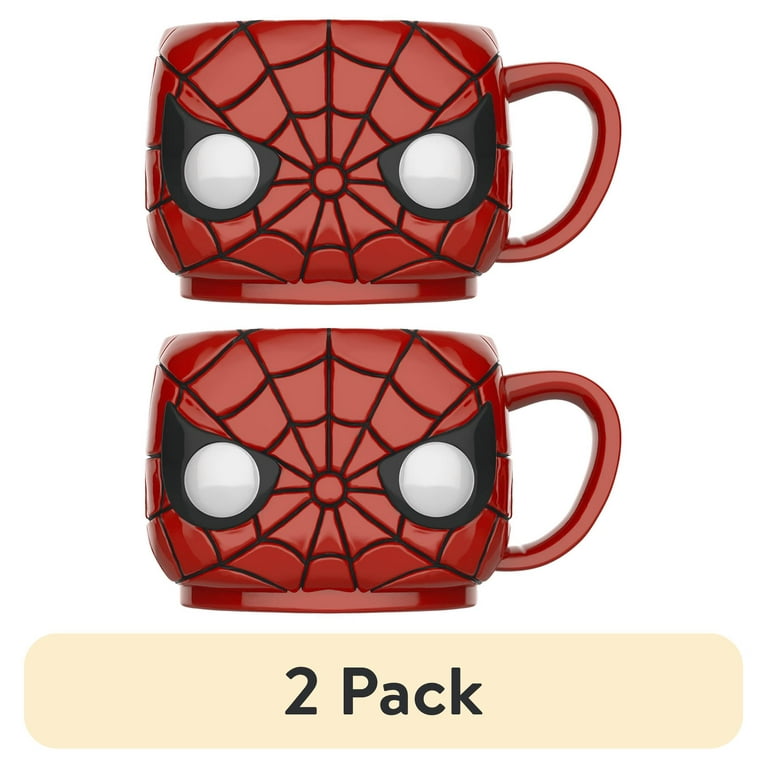 2 pack) Funko Pop! Mug: Marvel - Spider-Man 16oz Red, Black, and