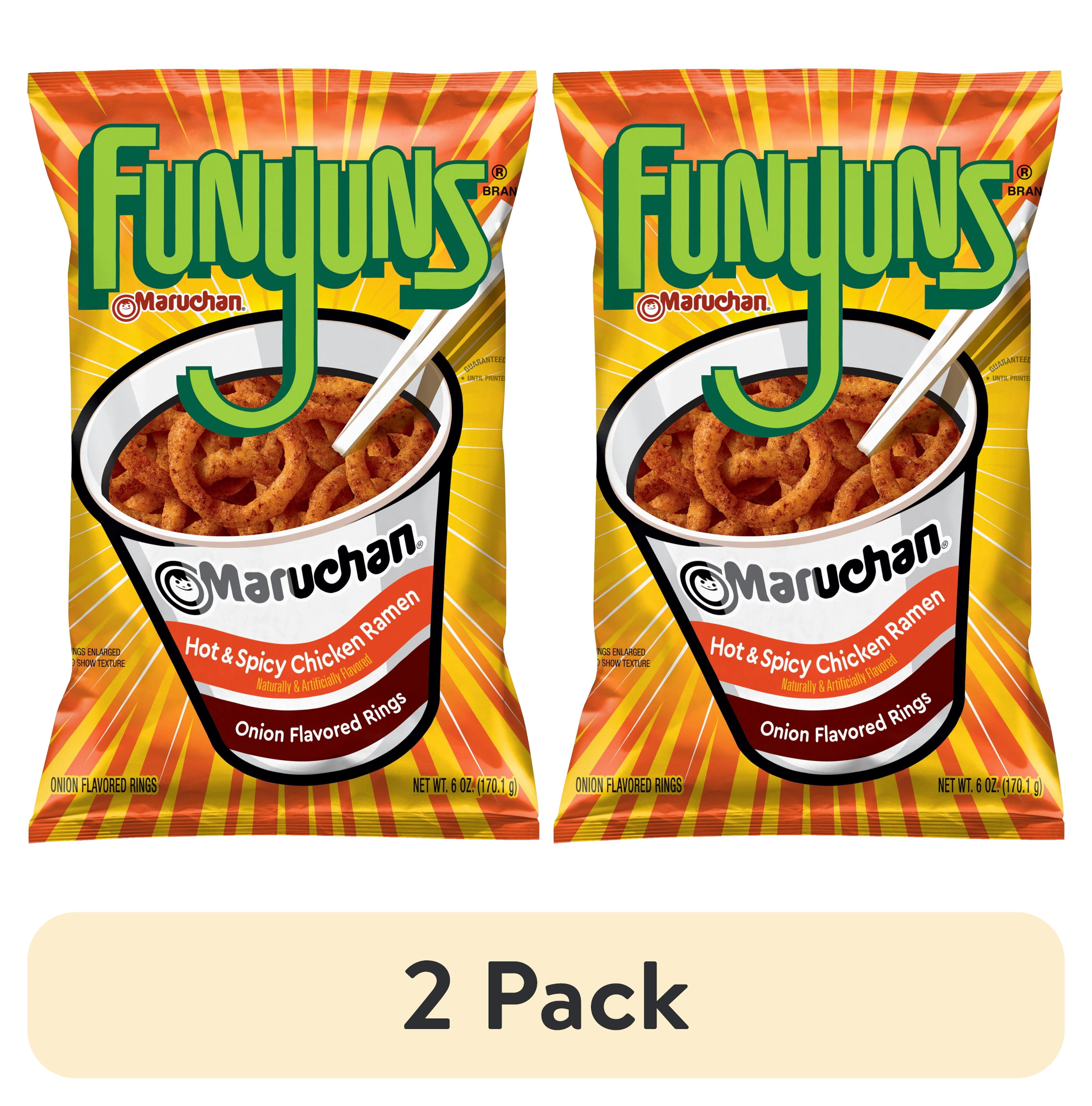 (2 pack) Funyuns Hot & Spicy Chicken Ramen Onion Flavored Rings, 6 oz Single Bag