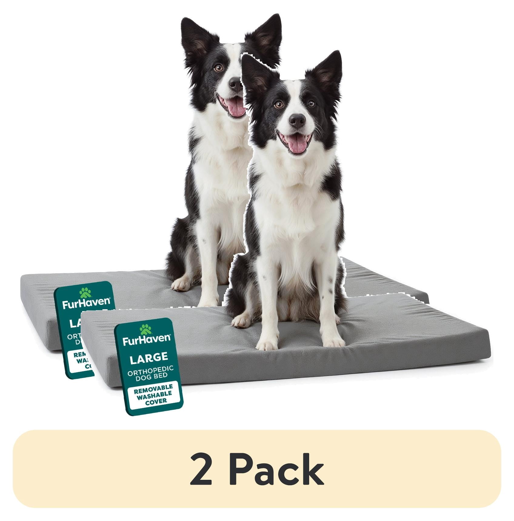 (2 pack) FurHaven Pet Products Restful Dreamer Medium/Large Orthopedic Foam Deluxe Crate Mat, Gray