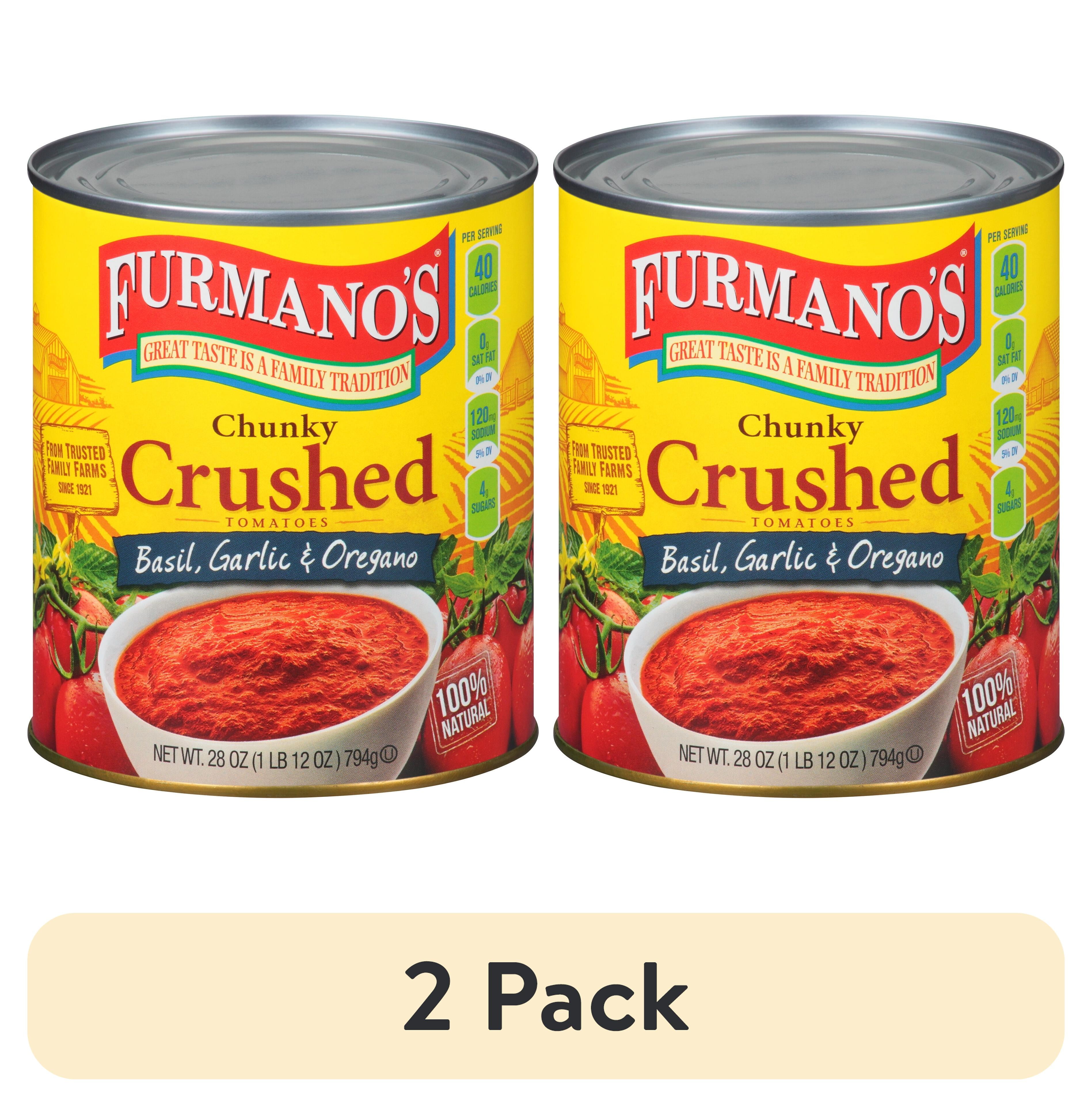 (2 pack) Furmano's Crushed Tomatoes with Basil, Garlic, Oregano, 28oz, Can