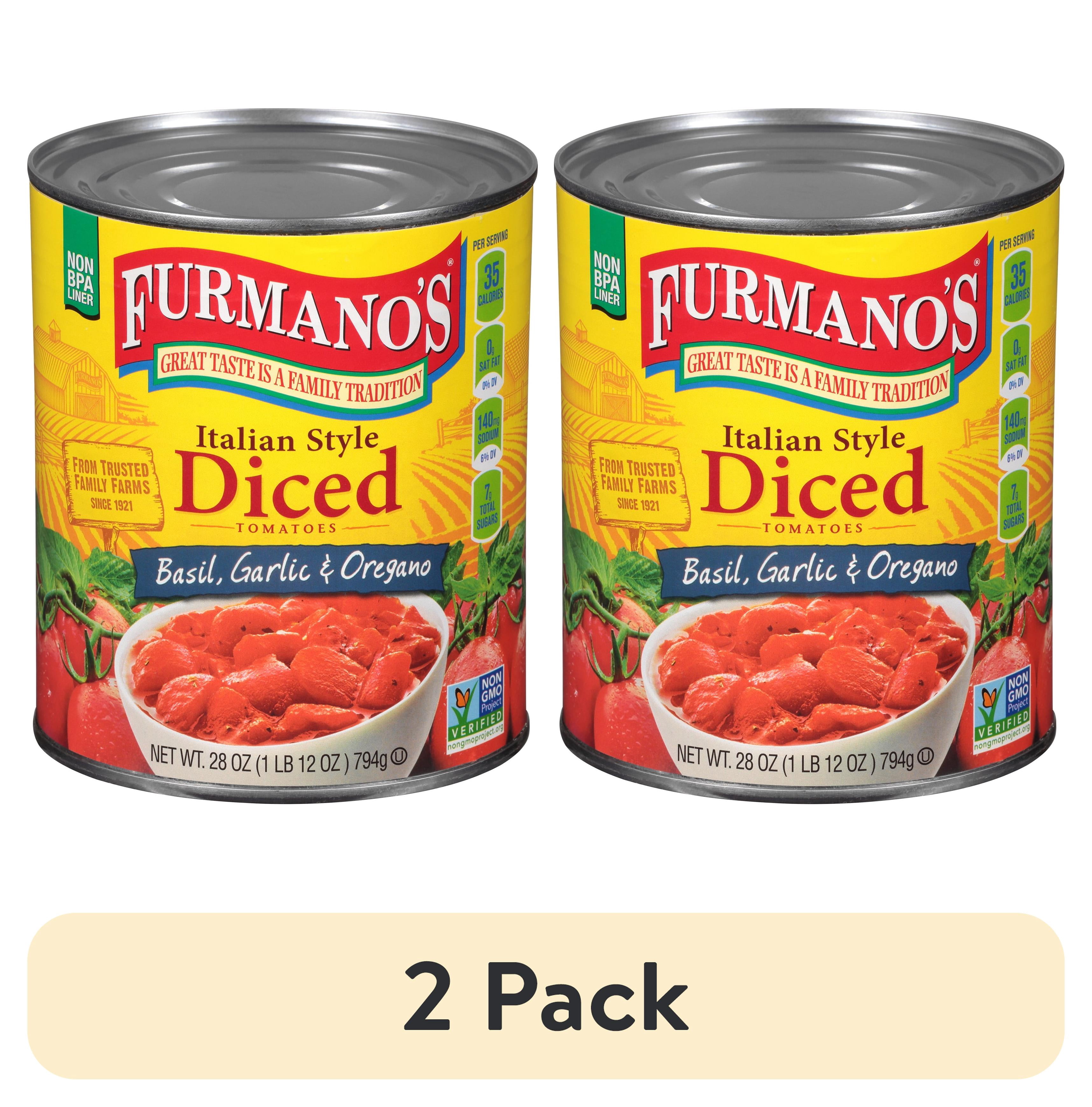 (2 pack) Furmano's Italian Style Diced Tomatoes with Basil Garlic & Oregano 28oz, Can