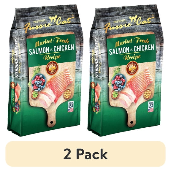 (2 pack) Fussie Cat Market Fresh Salmon & Chicken Formula Dry Cat Food 3.5 LB Bag