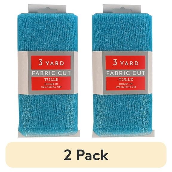 (2 pack) 3 Yard Cut Glitter Tulle Fabric, Lapis, 54" Wide for Apparel & Crafting, by Fuzhou