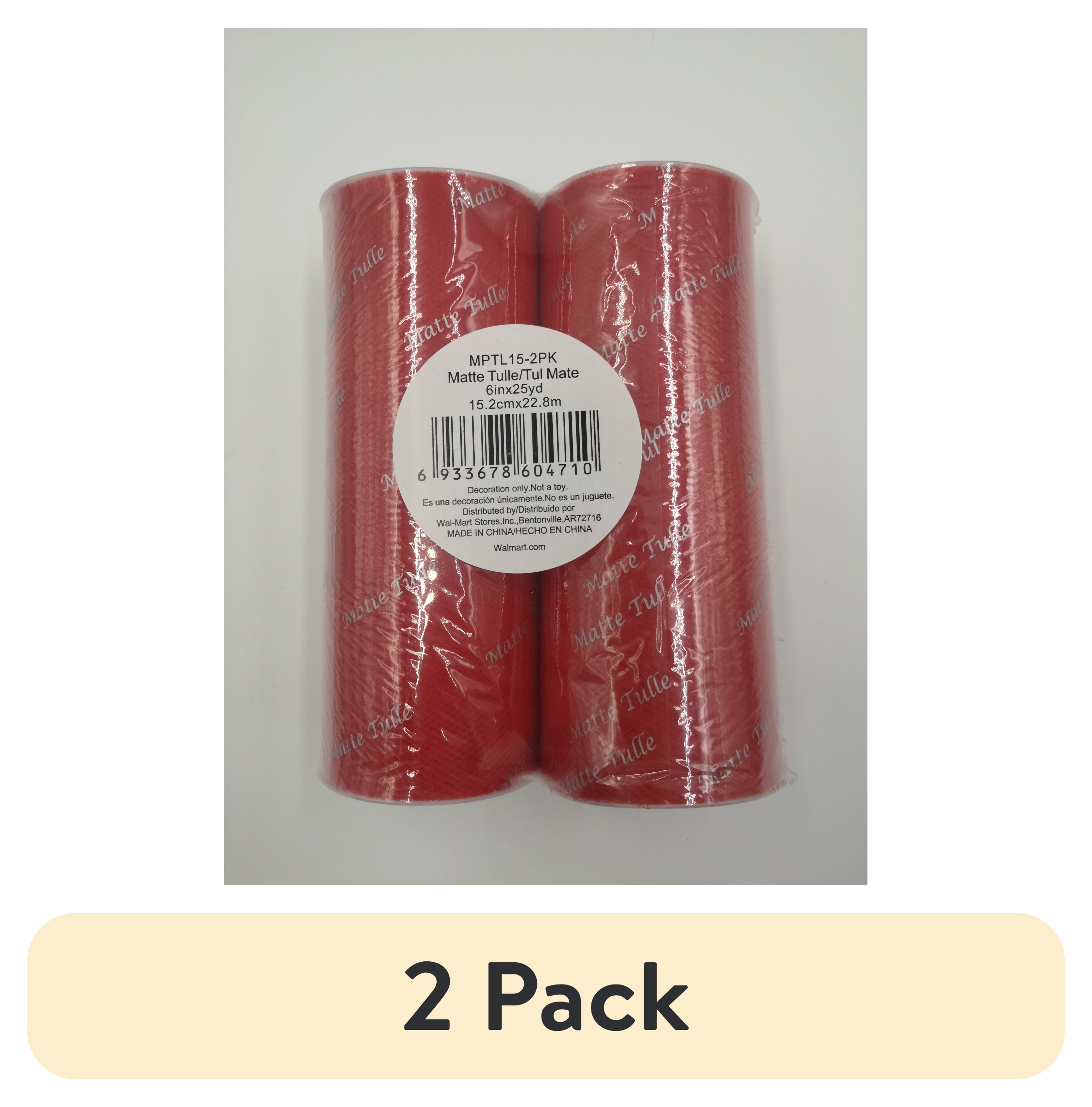 (2 pack) Fuzhou Unbrand 6inch 25Yd Red Matte Tull Fabric,100% Polyester, by the Bolt