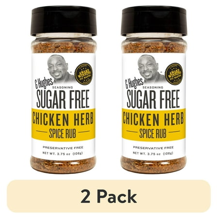 (2 pack) G Hughes Sugar Free Chicken Herb Rub Seasoning, 3.75 oz Bottle
