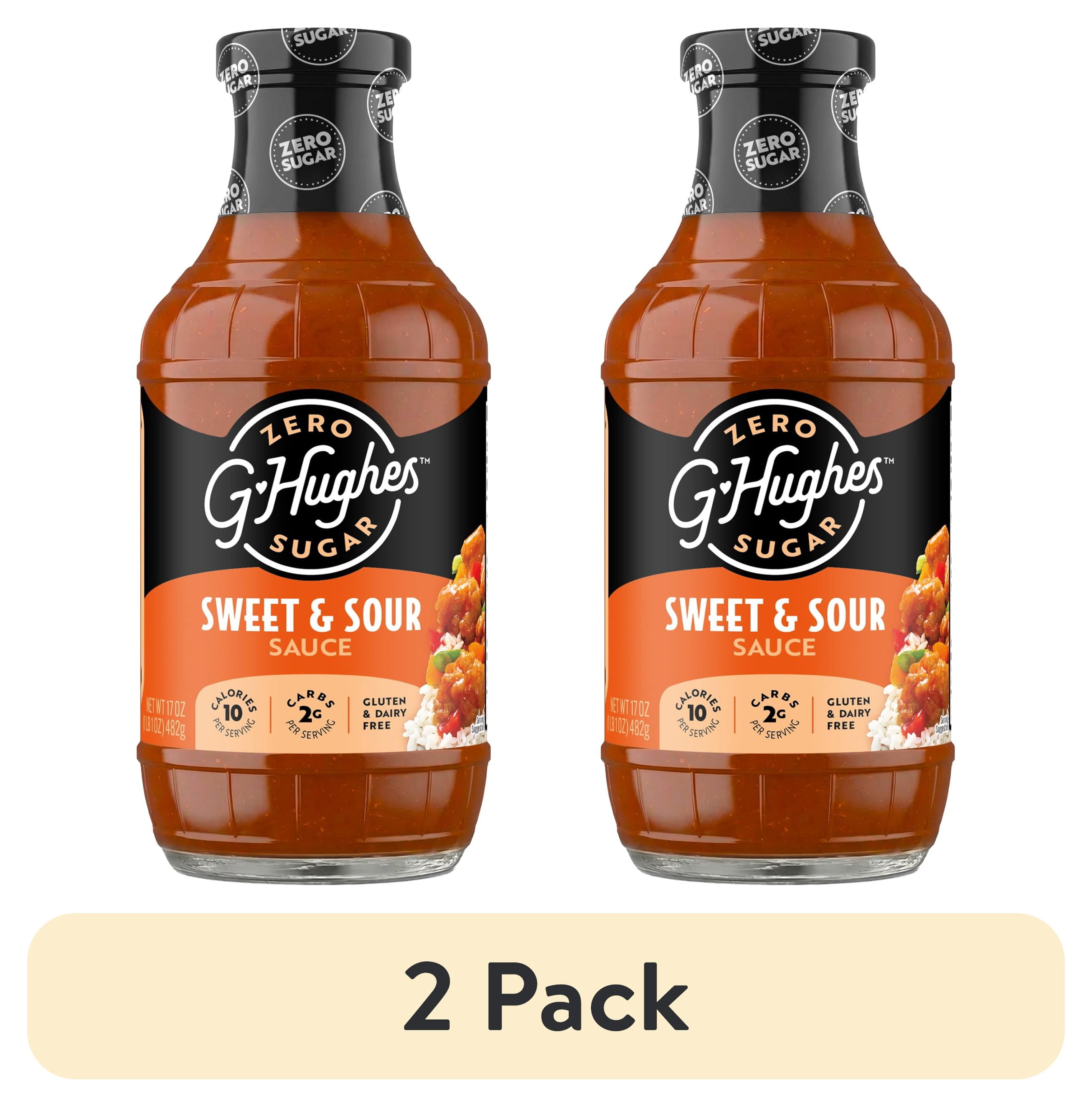 2 pack) G Hughes Zero Sugar Sweet & Sour Dipping Sauce 17 oz