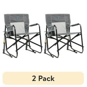 2 pack GCI Outdoor Freestyle Rocker XL Oversized Foldable Rocking Camp Chair, Pewter