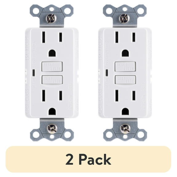 (2 pack) GE 15A GFCI Outlet, White – 32073