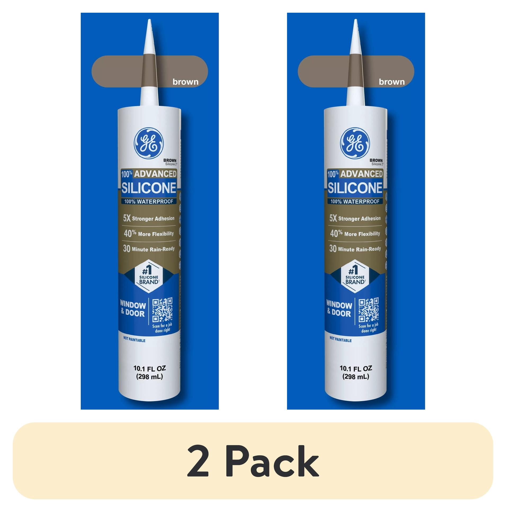 (2 pack) GE Advanced Silicone Window & Door Sealant, Pack of 1, Brown 10.1 fl oz Cartridge