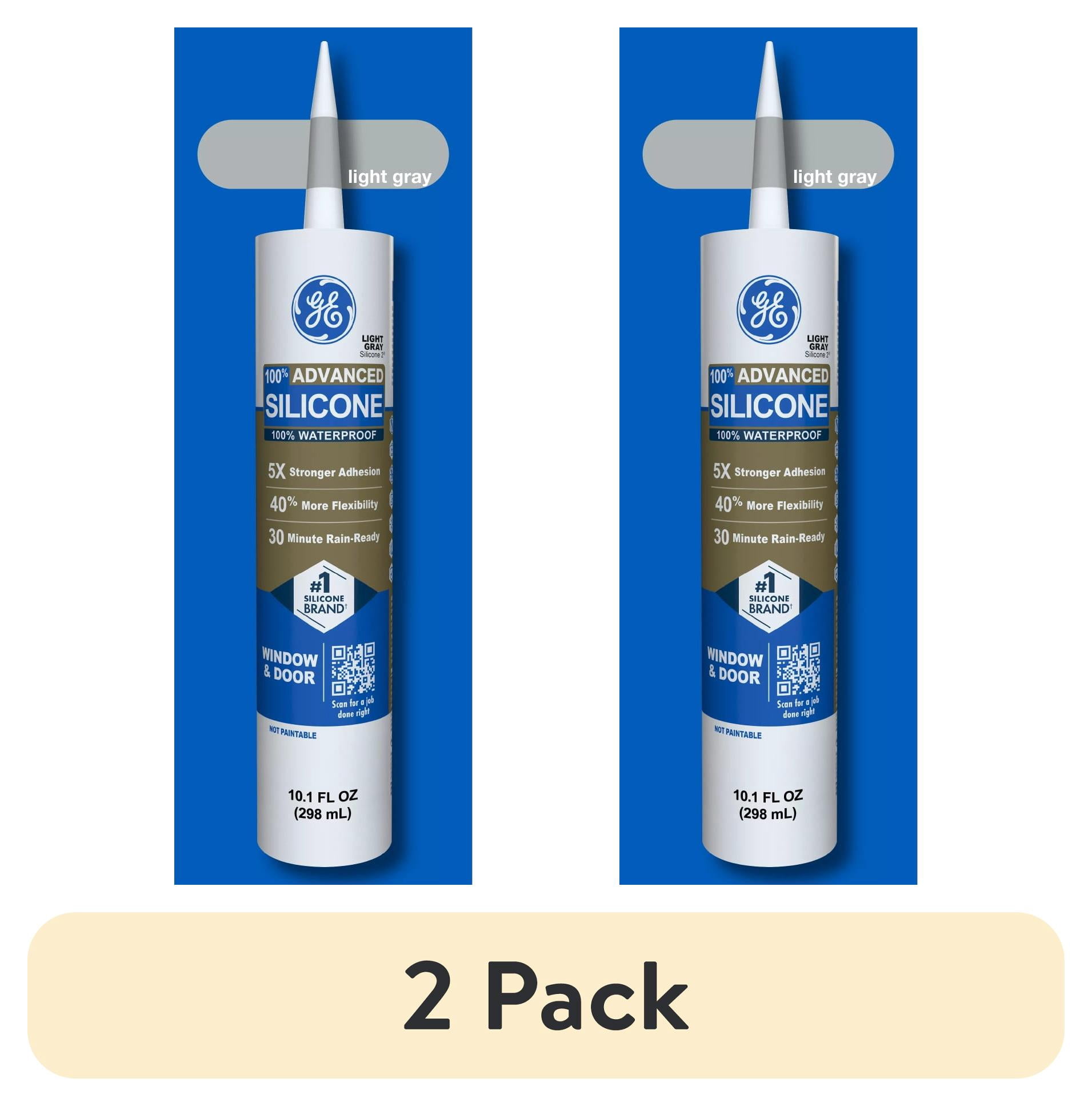 (2 pack) GE Advanced Silicone Window & Door Sealant, Pack of 1, Gray 10.1 fl oz Cartridge