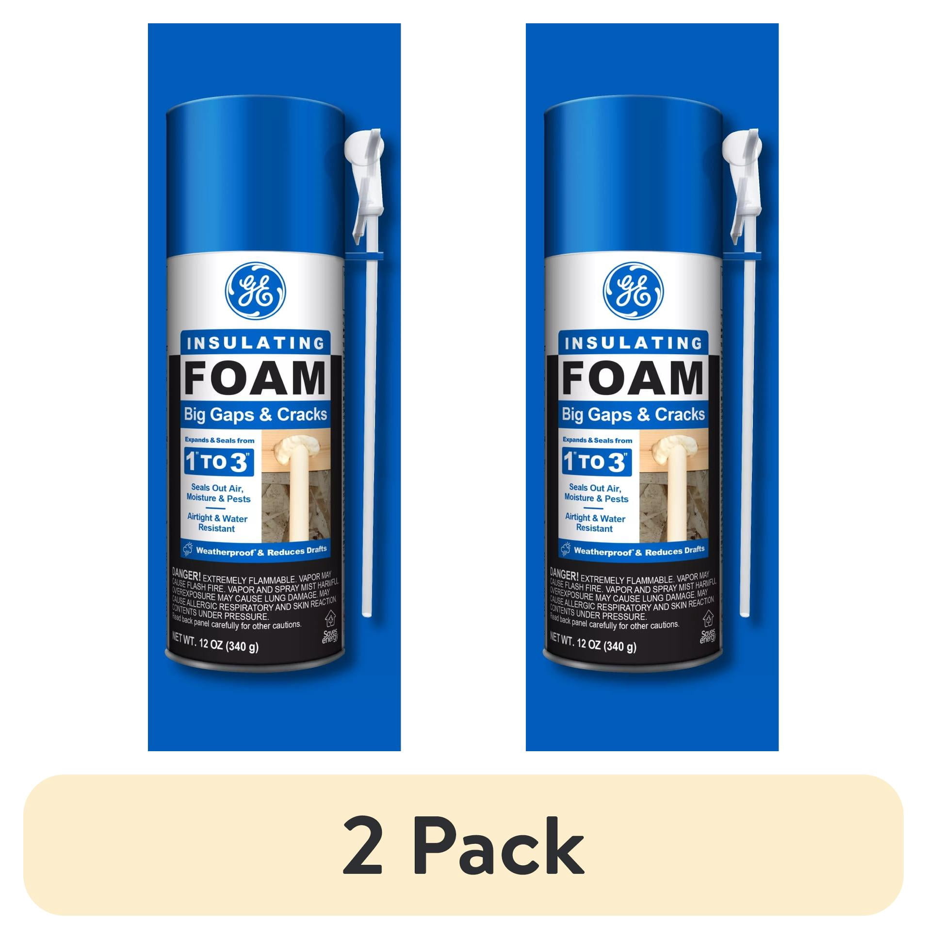 (2 pack) GE Big Gaps & Cracks Insulating Foam, Pack of 1, Yellow 12 oz Can