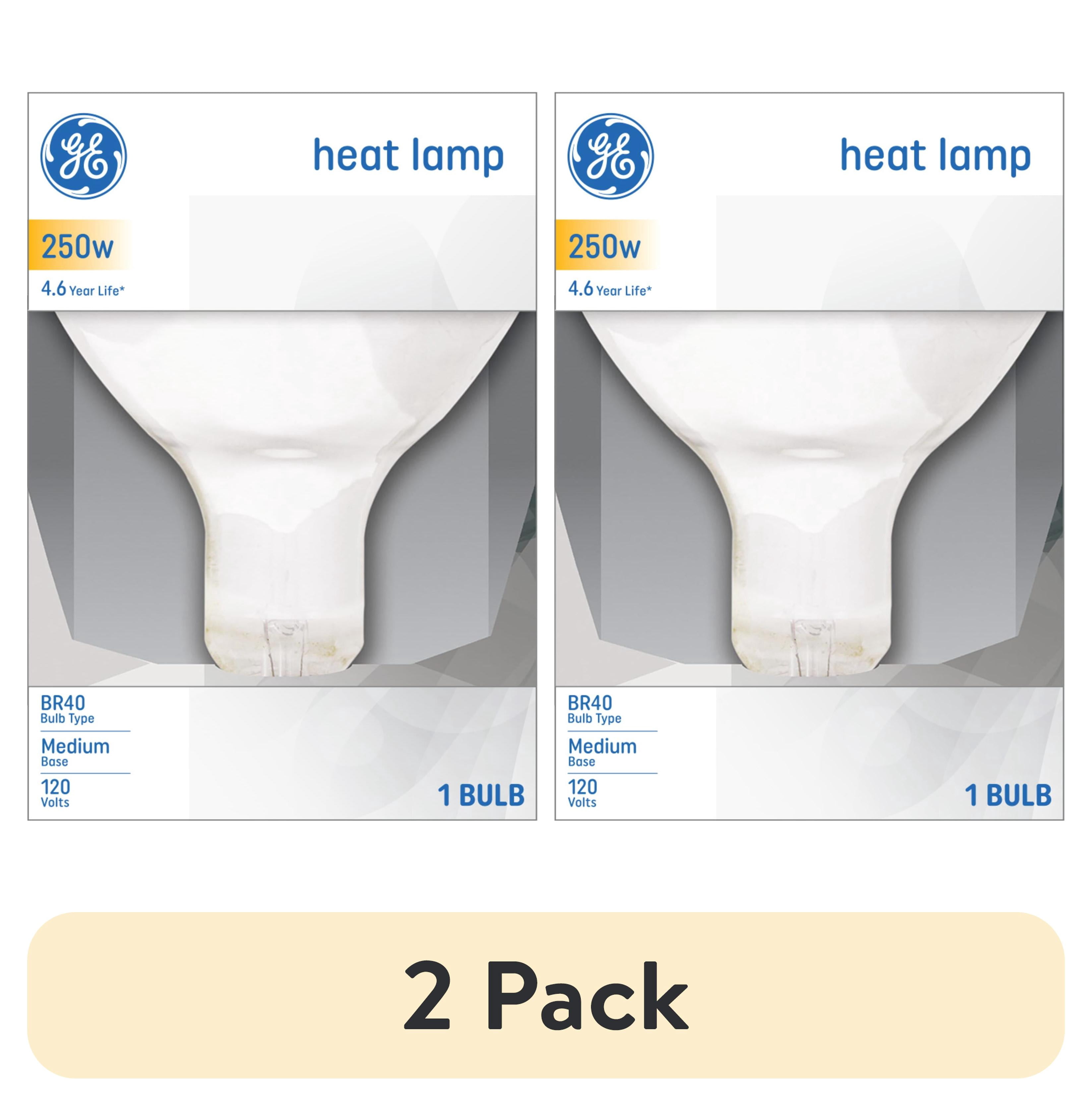 (2 pack) GE Incandescent 250 Watt Soft White BR40 Heat Lamp Bulb (1 Pack)