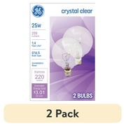 (2 pack) GE Incandescent Light Bulbs, 25 Watt, G16.5 Globe Bulbs, Small Base, 2pk