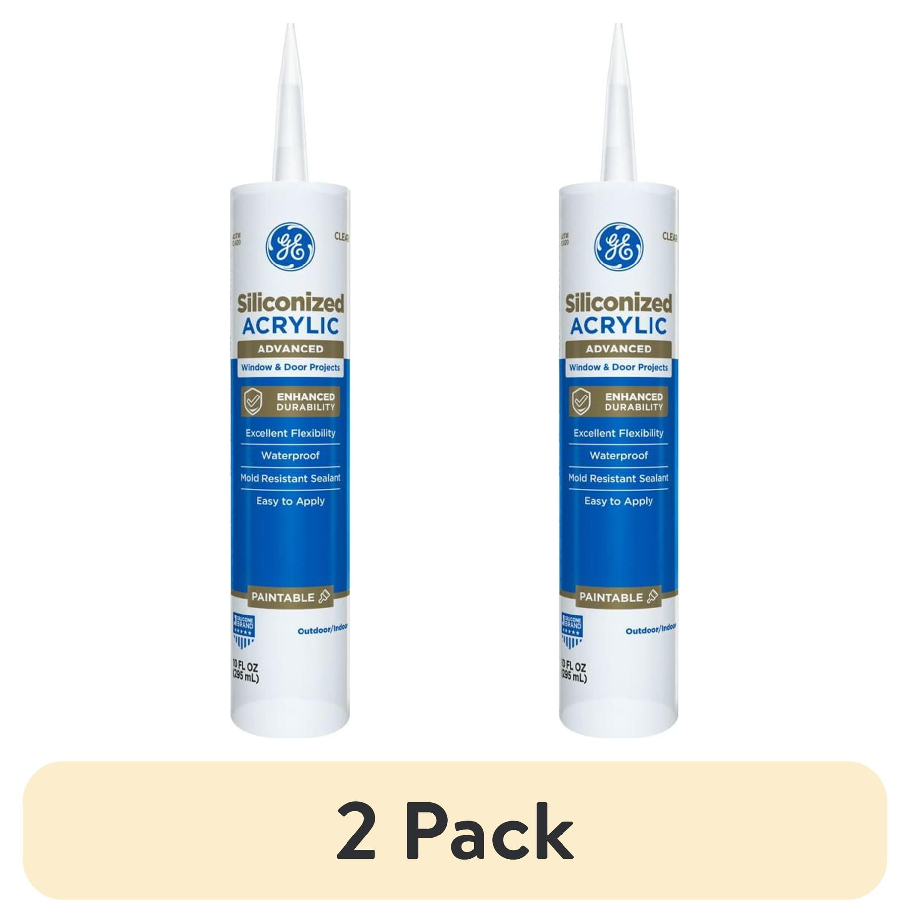 (2 pack) GE Siliconized Acrylic Advanced Sealant Window & Door, Pack of 1, Clear 10 fl oz Cartridge