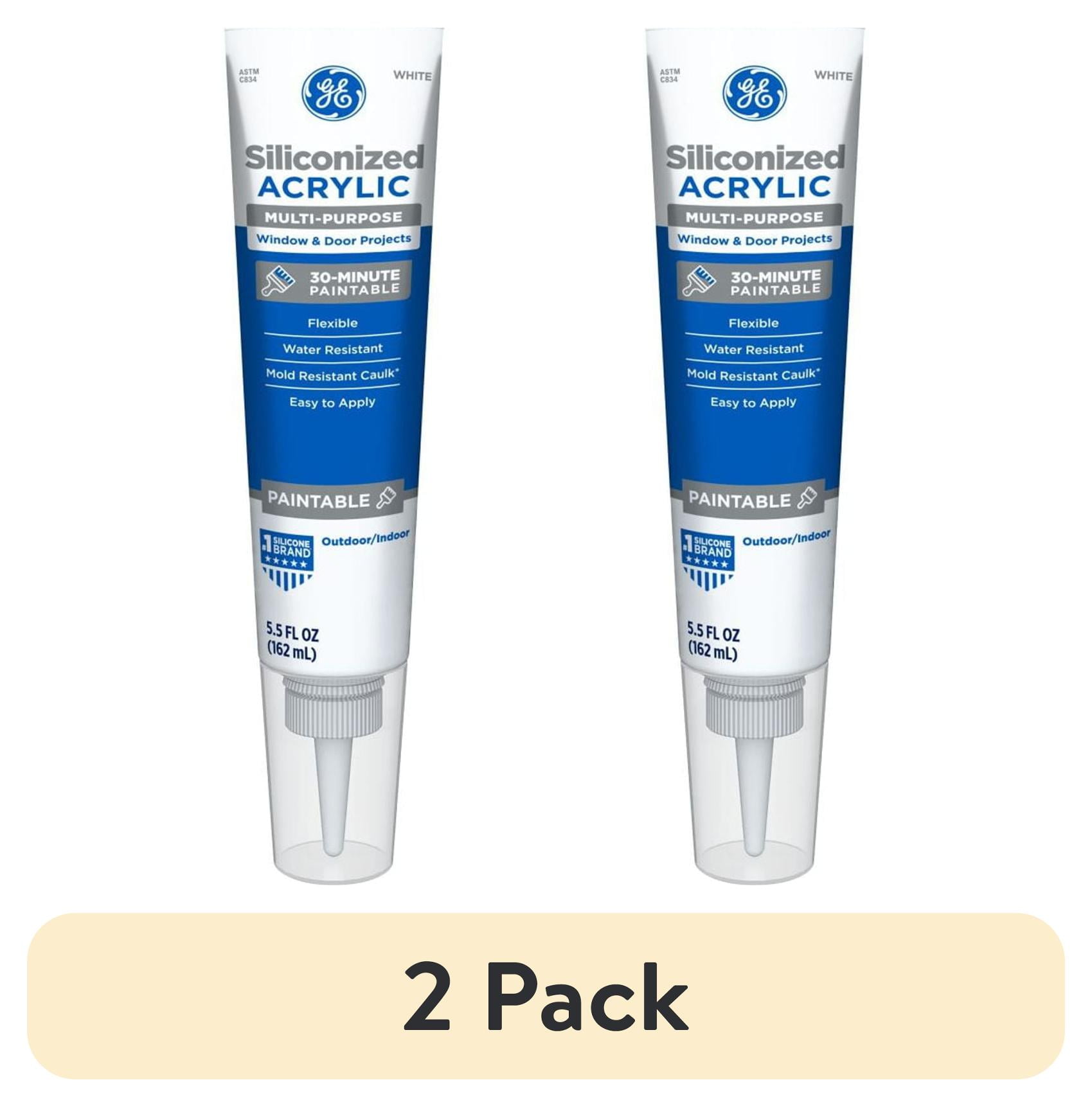 (2 pack) GE Siliconized Acrylic Multipurpose Sealant Window & Door, Pack of 1, White 5.5 fl oz Tube