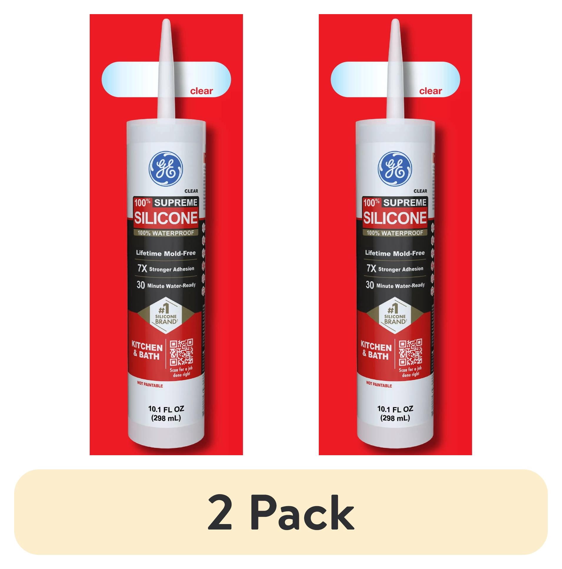(2 pack) GE Supreme Silicone Kitchen & Bath Sealant, Pack of 1, Clear 10.1 fl oz Cartridge