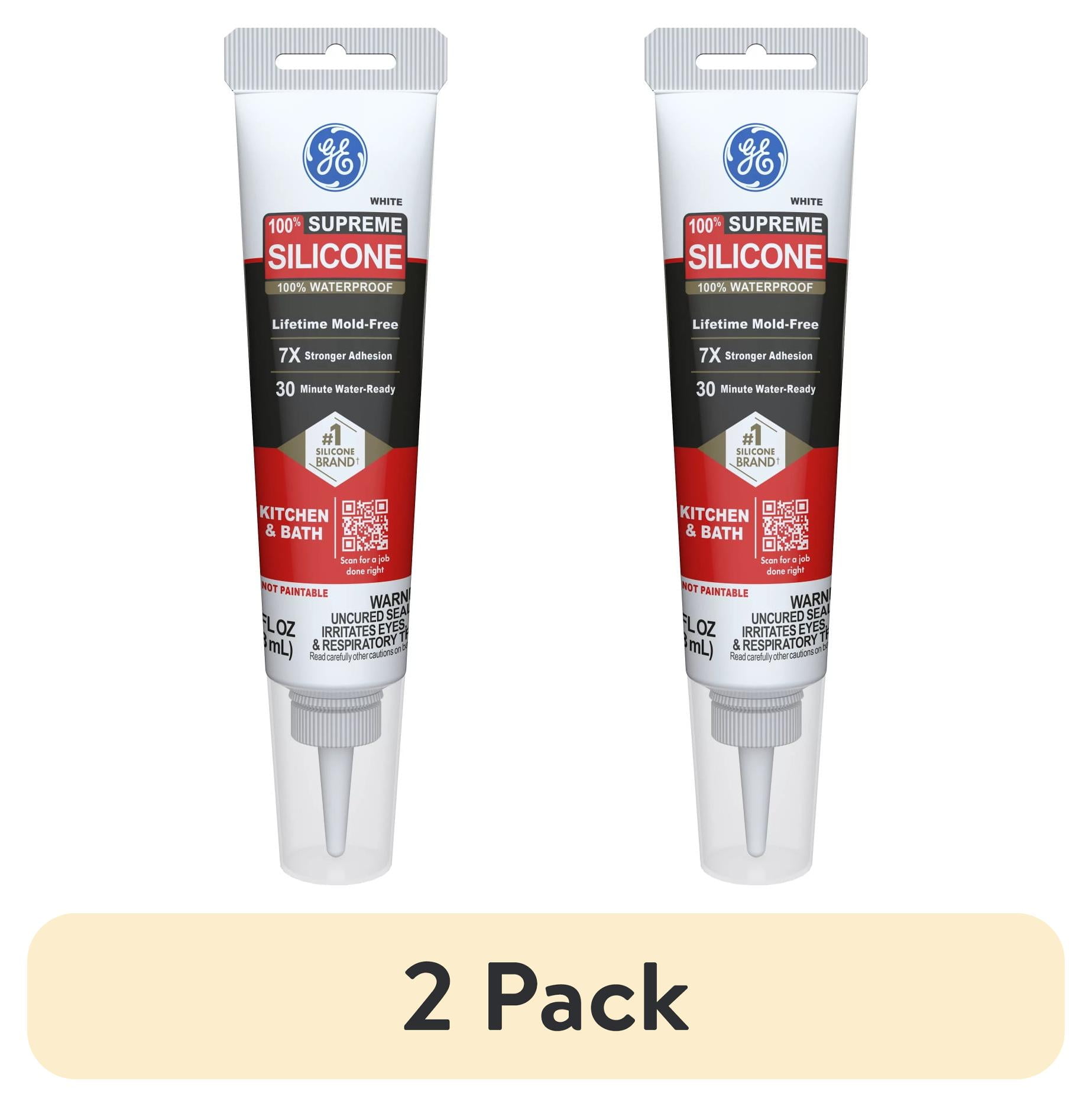 (2 pack) GE Supreme Silicone Kitchen & Bath Sealant, Pack of 1, White 2 ...