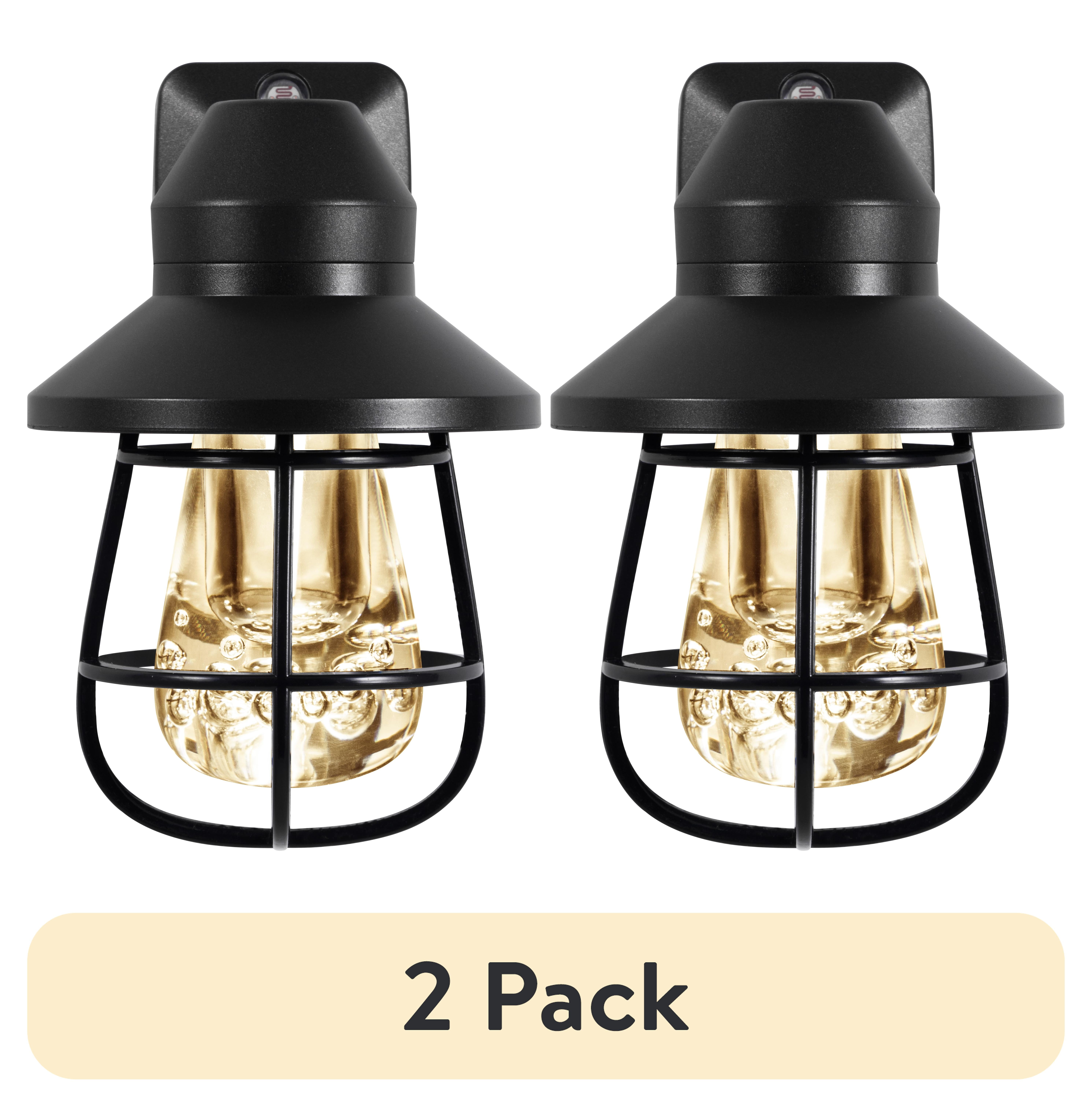 (2 pack) GE Vintage LED Night Light, Plug in, Light Sensing, Black Cage, 4.94 in, 3.99 in
