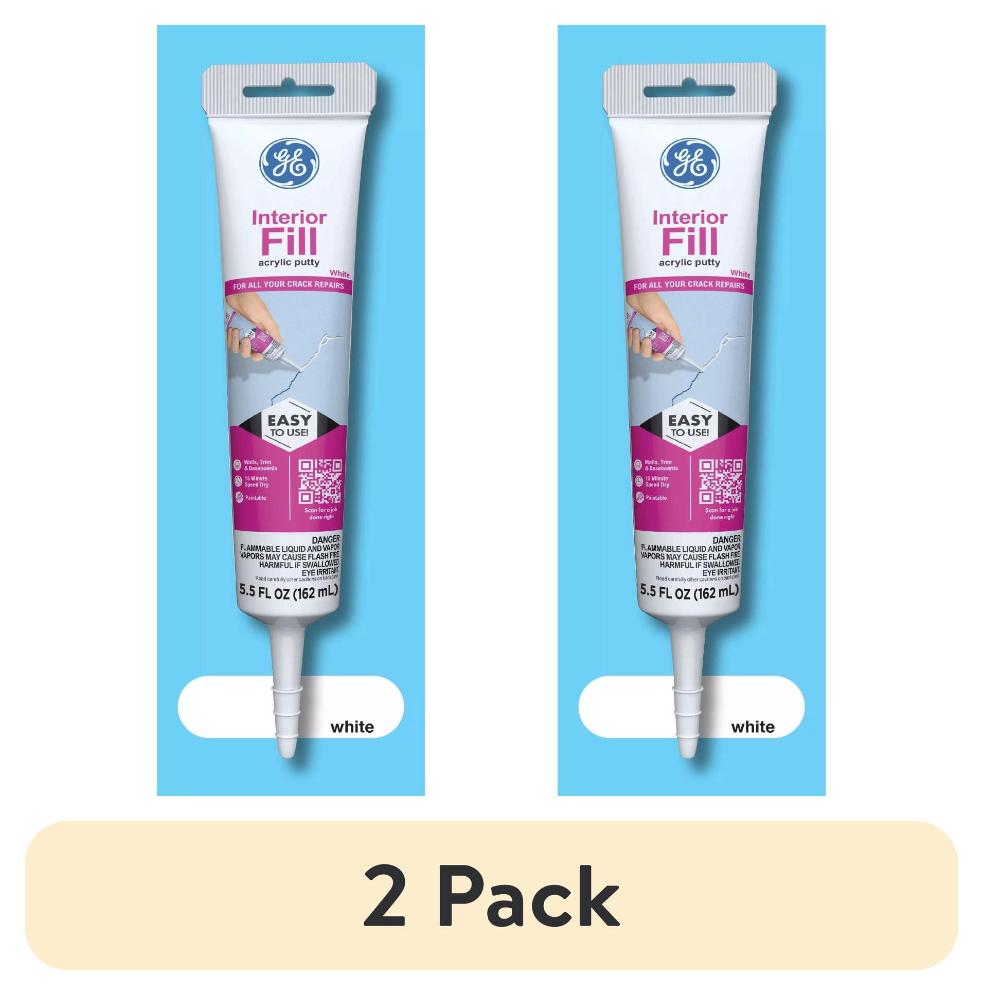 (2 pack) GE Interior Fill Wall Repair, Pack of 1, White 5.5 oz Tube