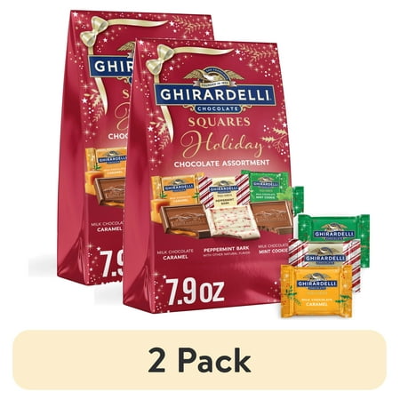 (2 pack) GHIRARDELLI Limited Edition Holiday Chocolate Assortment SQUARES, 7.9 oz Bag