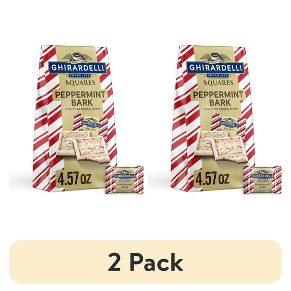(2 pack) GHIRARDELLI Peppermint Bark Chocolate Squares, 4.57 oz Bag