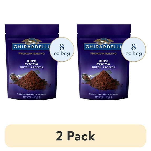 (2 pack) GHIRARDELLI Premium Baking Cocoa 100% Cocoa Dutch Process Unsweetened Cocoa Powder, 8 oz Bag