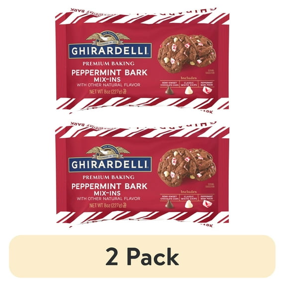 (2 pack) GHIRARDELLI Premium Baking Peppermint Bark Mix-Ins Baking Chips, 8 oz Bag