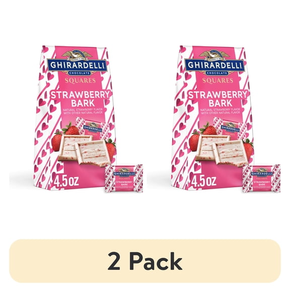 (2 pack) GHIRARDELLI Valentine's Day Strawberry Bark Chocolate SQUARES, 4.5 oz Bag