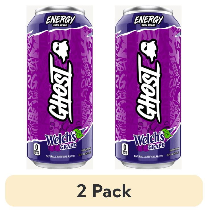 2 pack) GHOST® ENERGY Zero Sugars Energy Drink, Welch's Grape