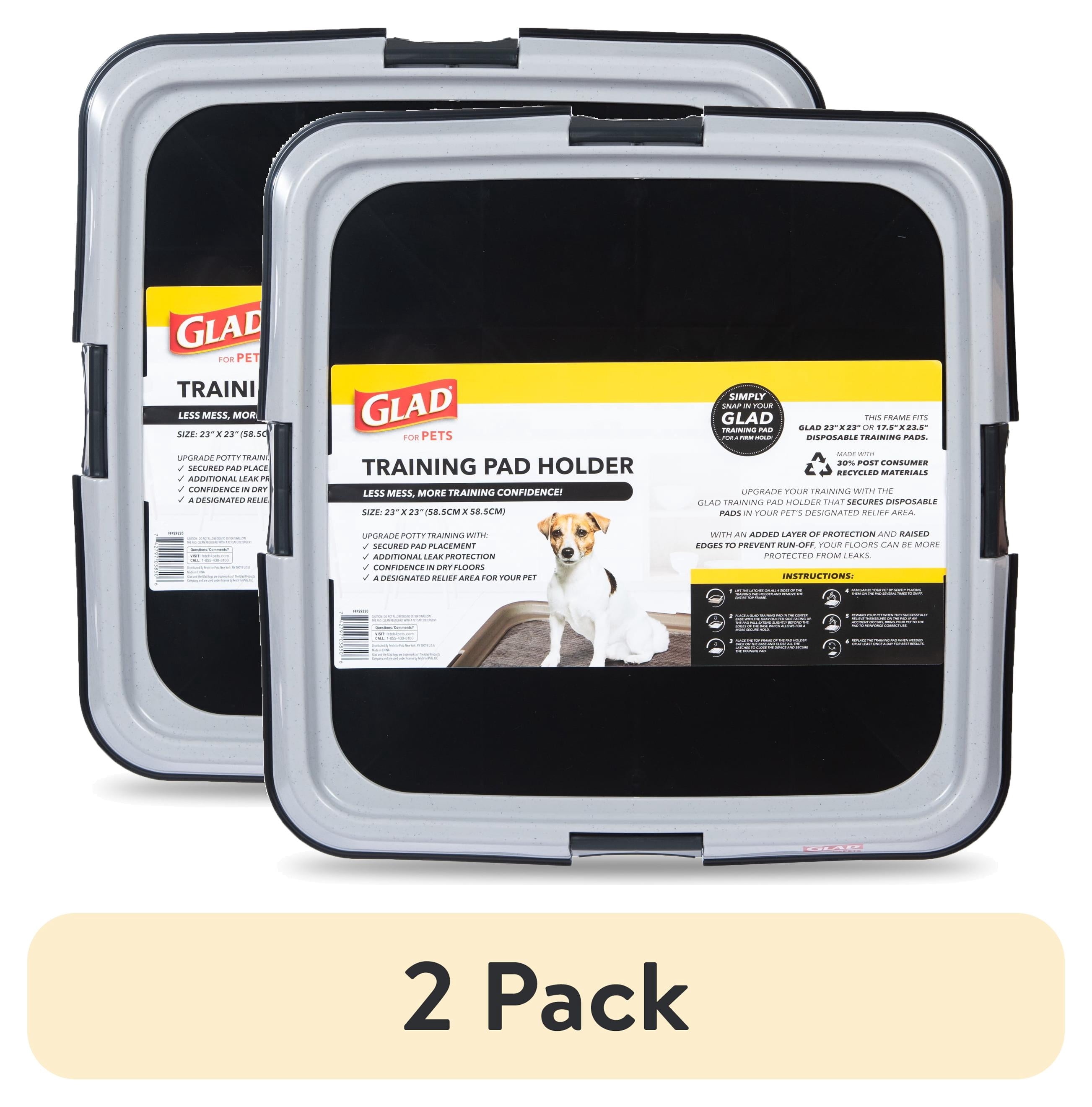 (2 pack) GLAD For Pets Dog Training Pad Potty Training Pad Holder with Leak Protection 23"x23"