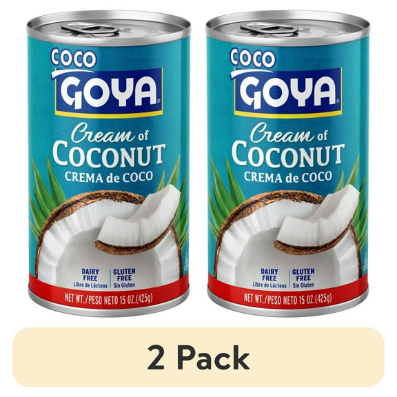 (2 pack) GOYA Cream of Coconut 15 oz Can - Non-Dairy, Gluten Free, Low Sodium, Vegan