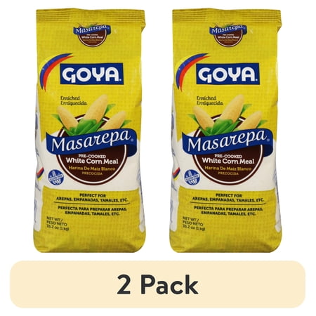 (2 pack) GOYA® Masarepa® – Pre-Cooked White Corn Meal, 35.2 oz Pouch