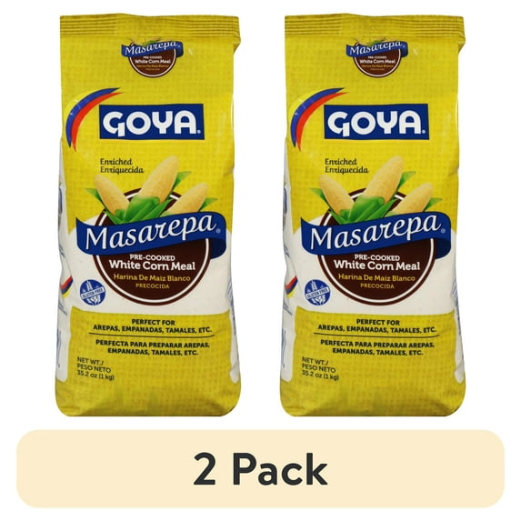 (2 pack) GOYA Pre-Cooked White Corn Meal Masarepa, 35.2 oz Pouch