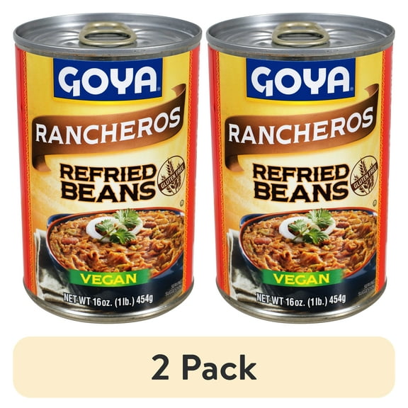 (2 pack) GOYA Rancheros Refried Pinto Beans, Vegan, 16 Oz