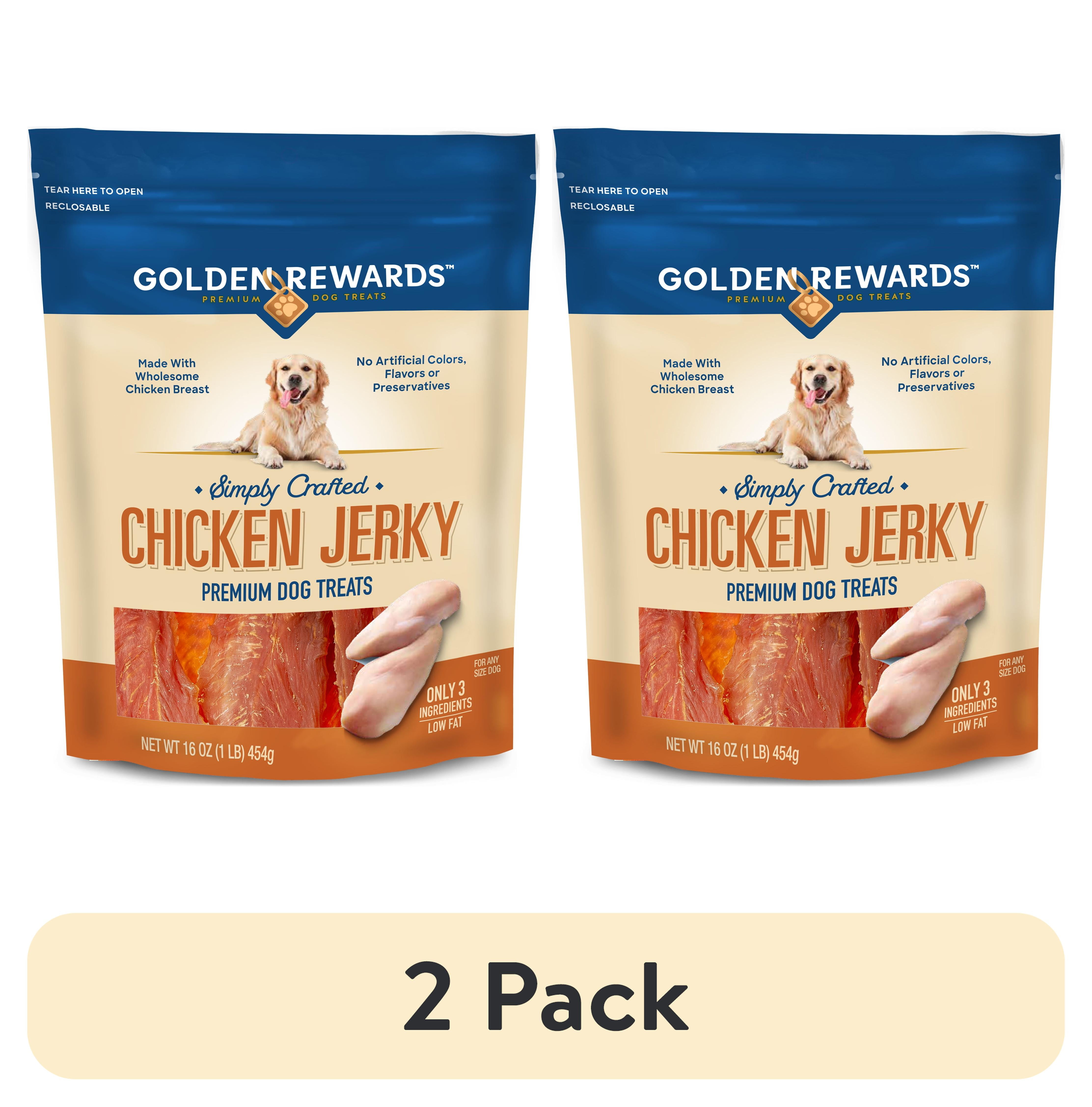 (2 pack) Golden Rewards Chicken Flavor Premium Dry Jerky Treats for All Dogs, 16 oz
