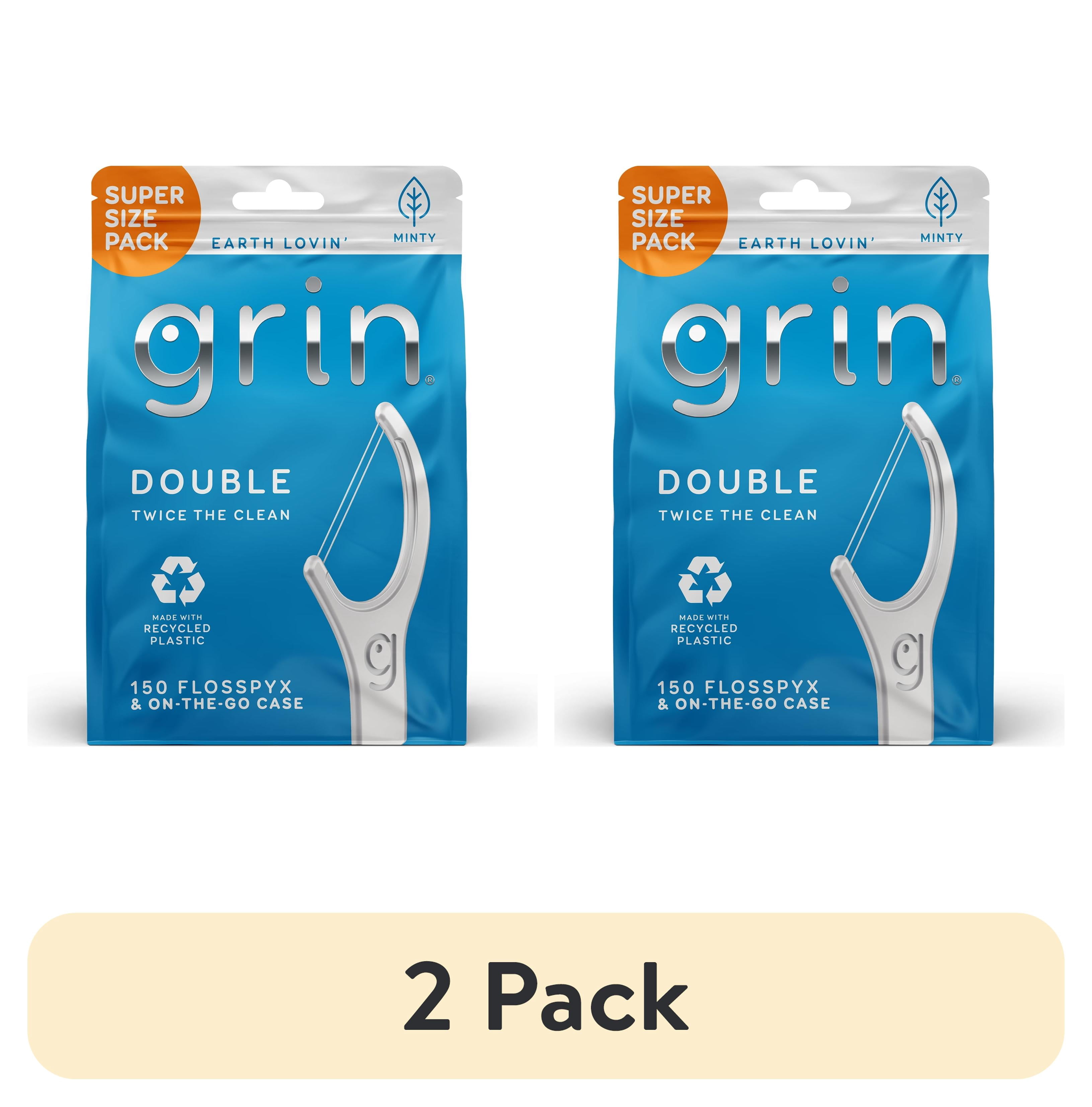 2 pack) Grin Double Flosspyx Floss Picks, Mint Flavor, 150 Count