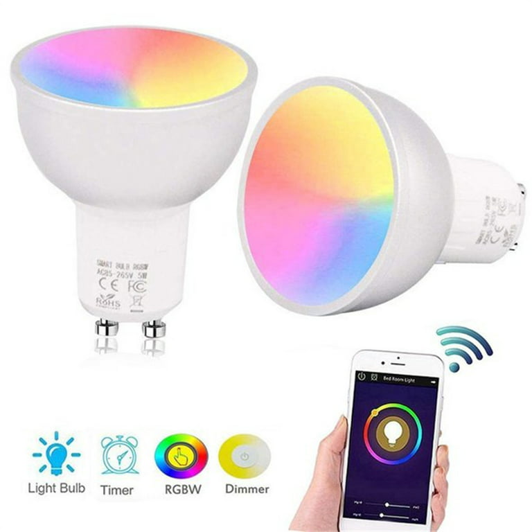 meer pijn doen Beweging 2 pack GU10/E27 WiFi Smart Light Bulb RGBW 5W LED Dimmable Light Cup  Compatible with Alexa&Google Home Remote Light Bulb - Walmart.com