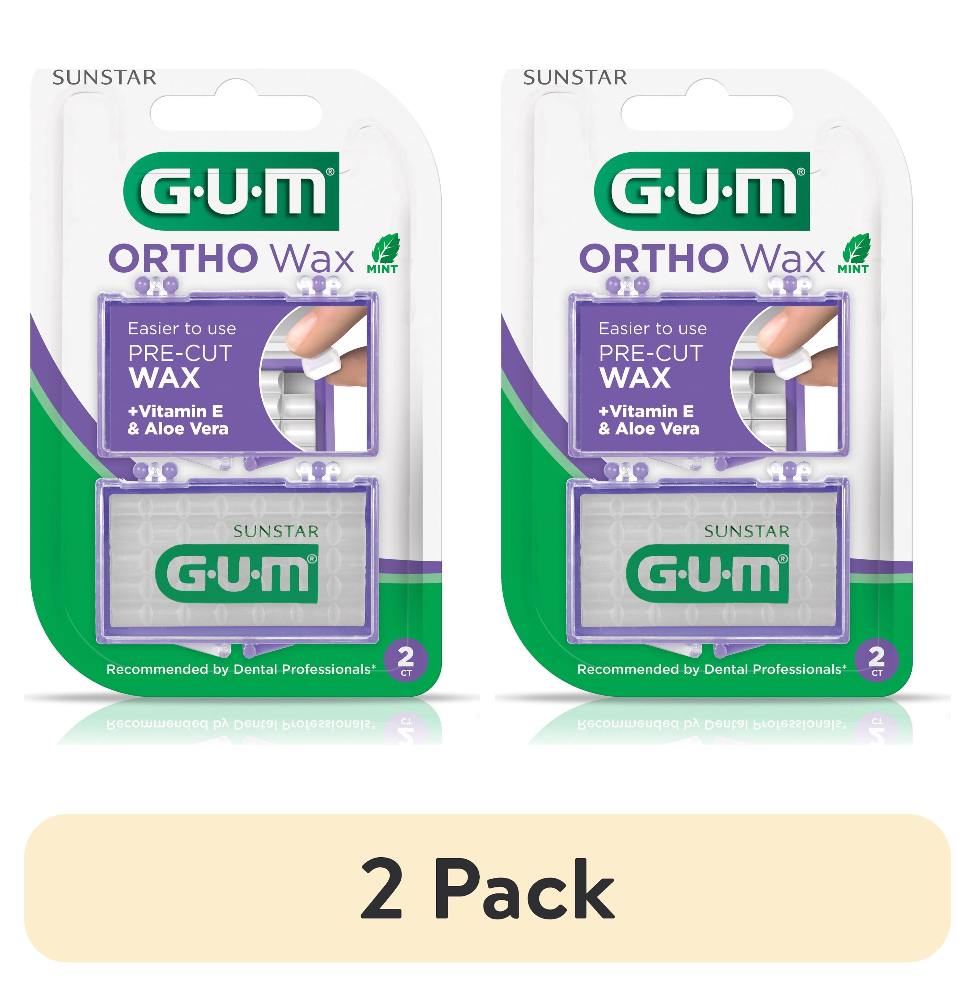 (4 pack) GUM Orthodontic Wax for Braces & Dental Devices- Vitamin E & Aloe Vera, Mint Flavor (Pack of 2)