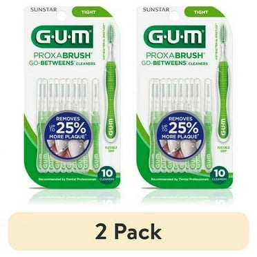 (2 pack) GUM Proxabrush Go-Betweens - Tight, Interdental Brushes, Soft Bristled Dental Picks, 10 Count