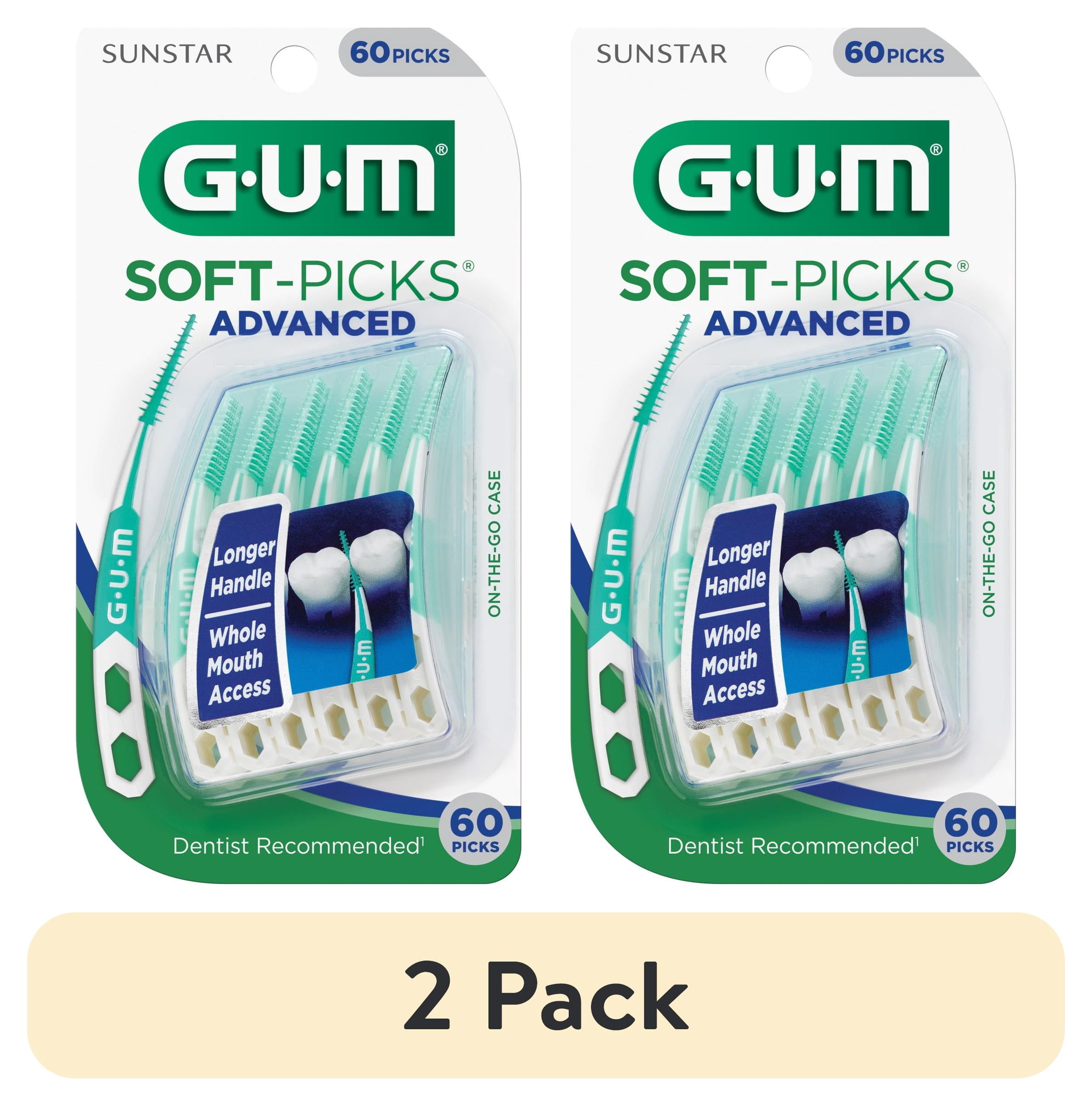 (2 pack) GUM Soft-Picks Advanced, Dentist Recommended  Dental Picks, 60 Count