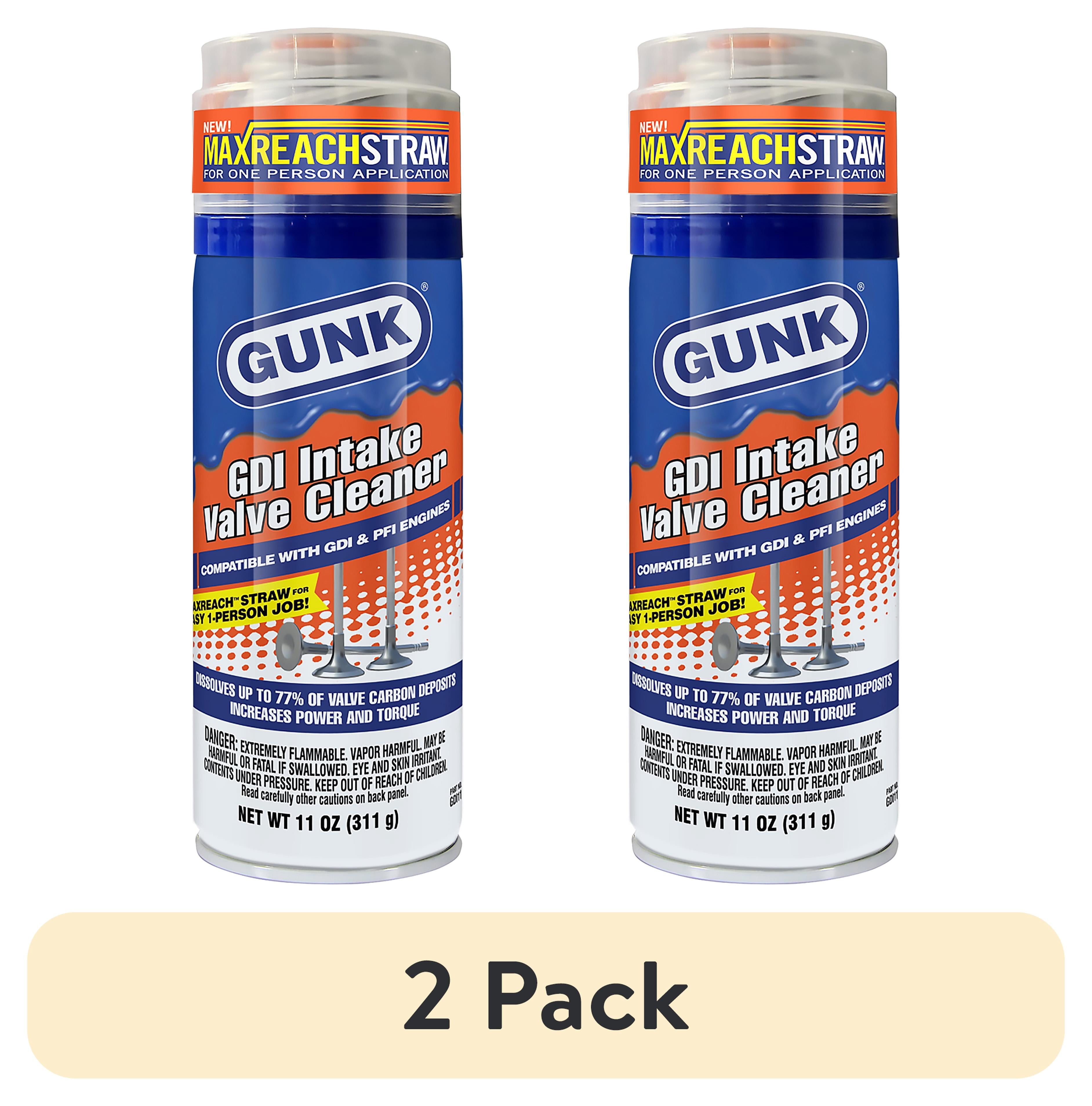 (2 pack) GUNK GDI Intake Valve & Carbon Deposit Cleaner with 10 ft MaxReach Straw, 11 oz — One-Person Application, PEA Formula for Turbo, GDI & PFI Engines, Cars, SUVs & Trucks