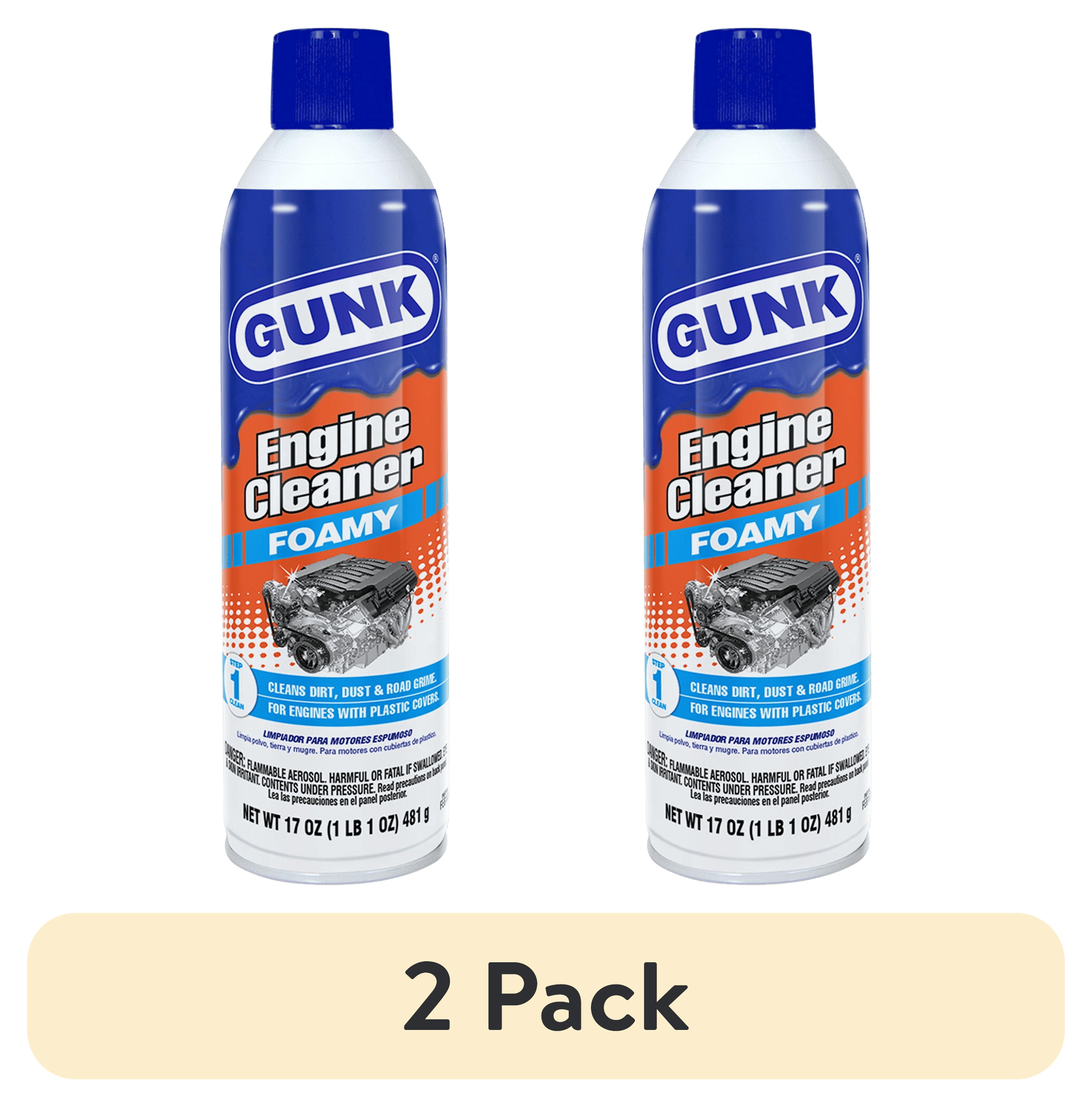 (2 pack) GUNK Low VOC Foamy Engine Cleaner and Degreaser for Cars and Motorcycles - 17 oz Aerosol