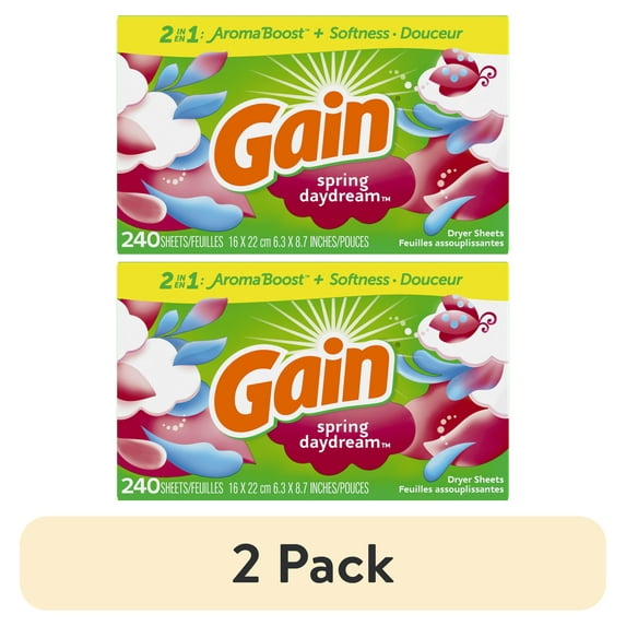 (2 pack) Gain Dryer Sheets, 240 Ct, Spring Daydream Fabric Softener Sheets