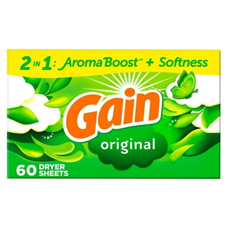 (2 pack) Gain Dryer Sheets with Original Fresh Scent, 60 Count